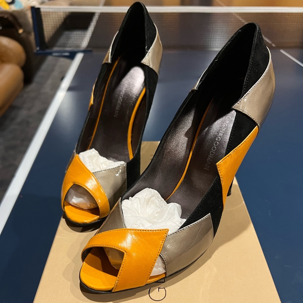Worn once open toe shoes by Georgina Goodman